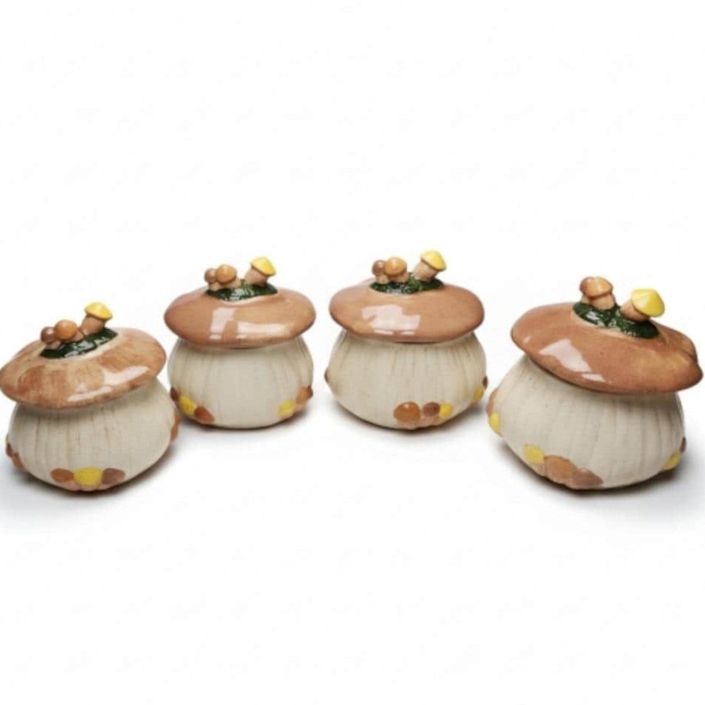 Vintage Mushroom Canister Jar Set 70s Cottagecore Forest Aesthetic Fairycore